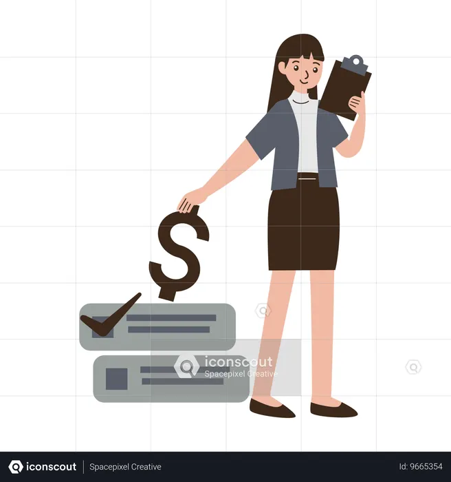 Businesswoman doing financial planning  Illustration