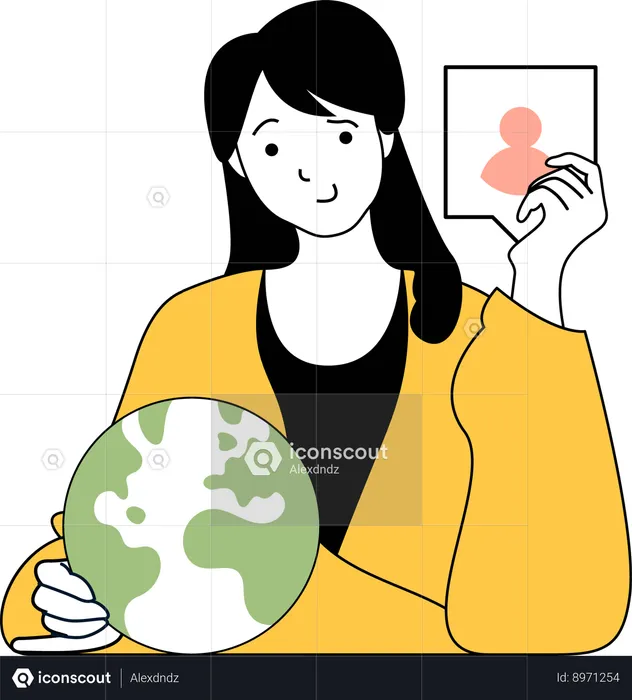 Businesswoman doing global marketing  Illustration