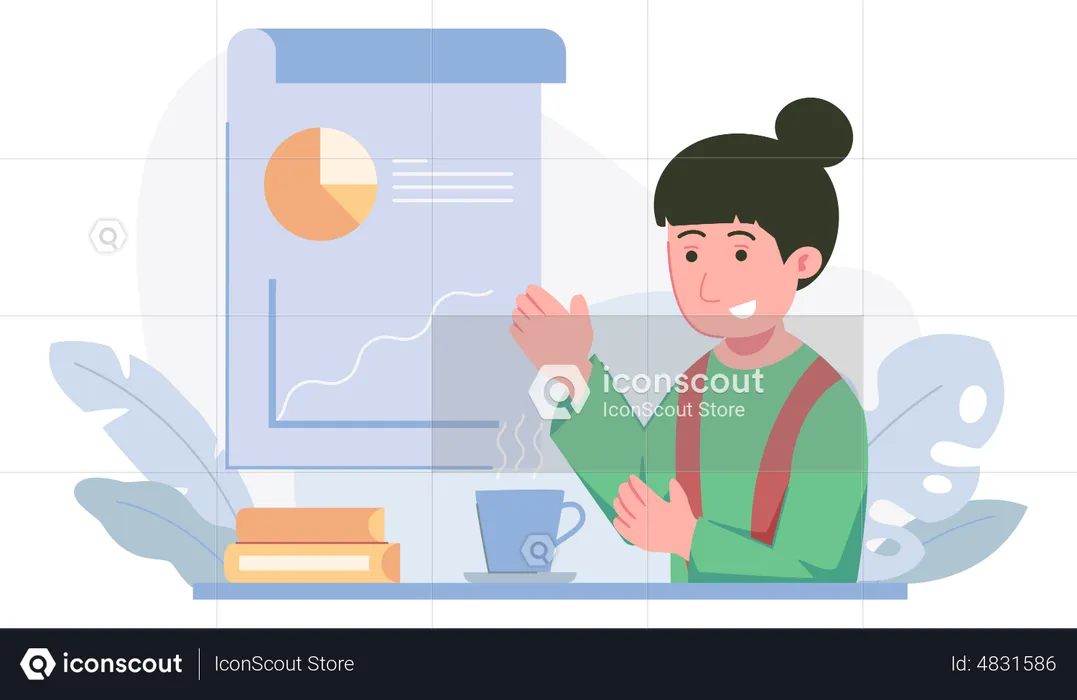 Businesswoman doing marketing analysis  Illustration