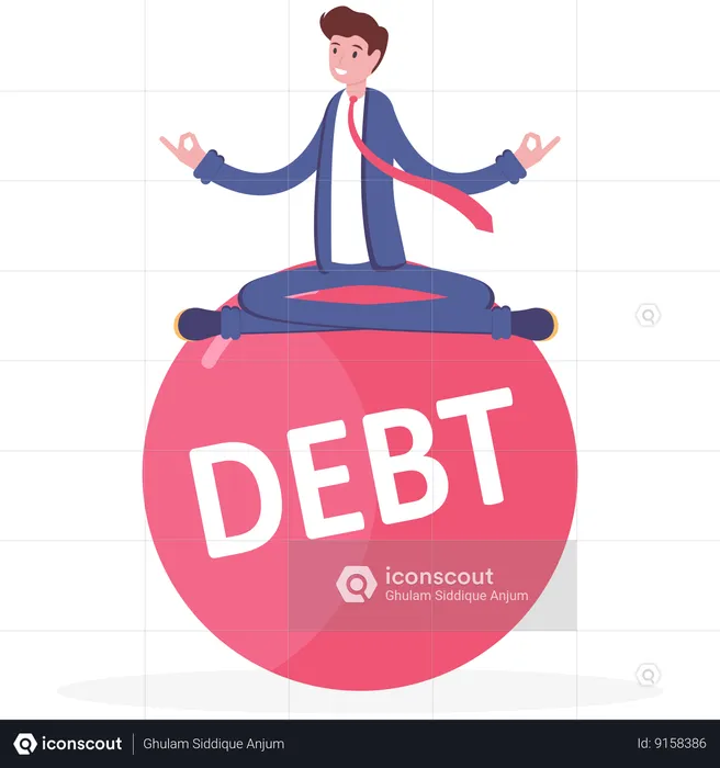 Businesswoman doing meditating on tax debt ball  Illustration