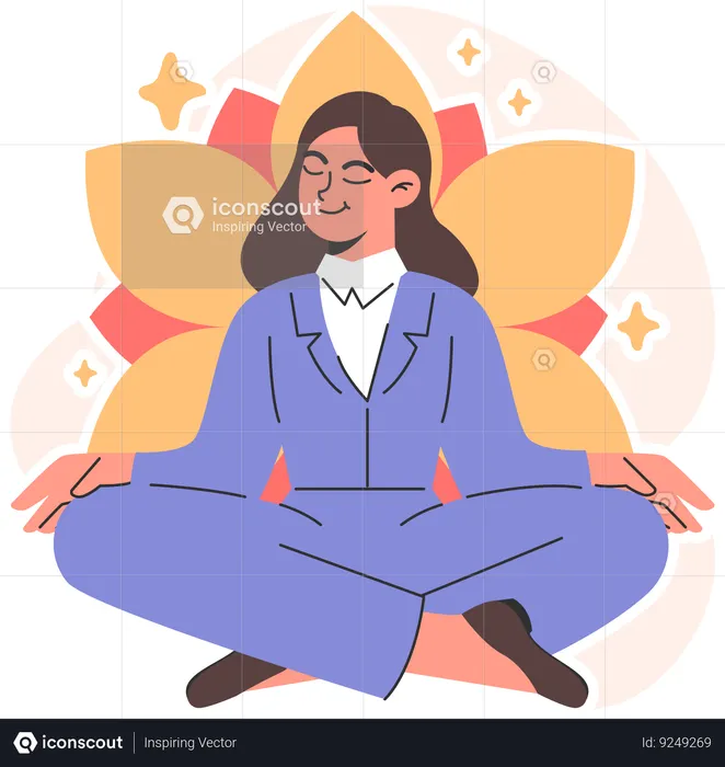 Businesswoman doing meditation  Illustration