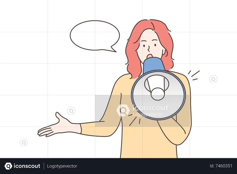 Businesswoman doing megaphone marketing  Illustration
