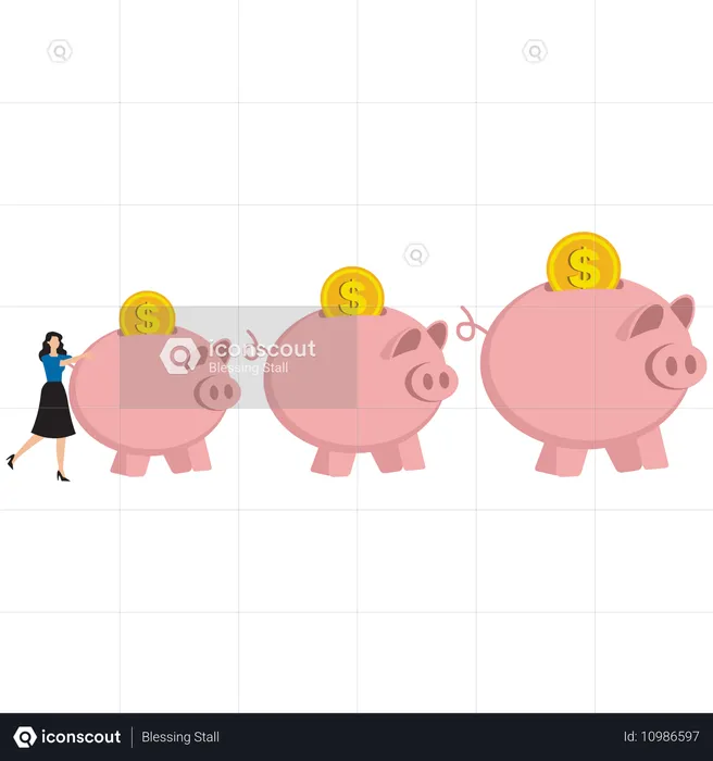 Businesswoman doing money management  Illustration