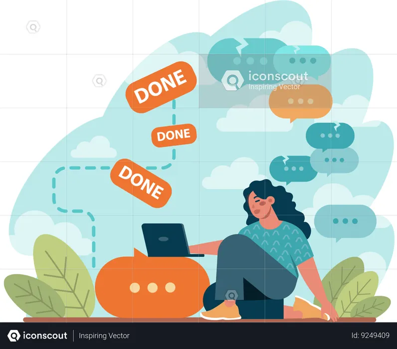 Businesswoman doing multitasking  Illustration