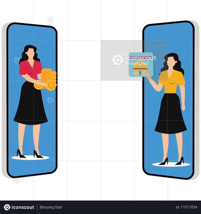 Businesswoman doing online investment  Illustration