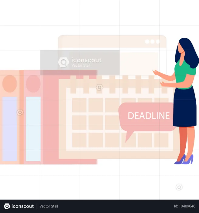 Businesswoman doing reminder meeting deadline  Illustration