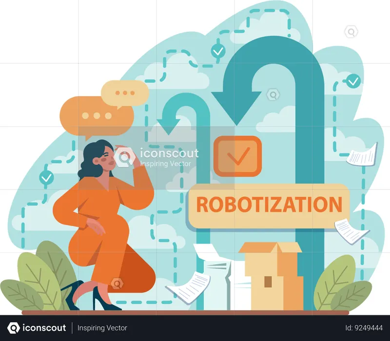 Businesswoman doing robotization  Illustration