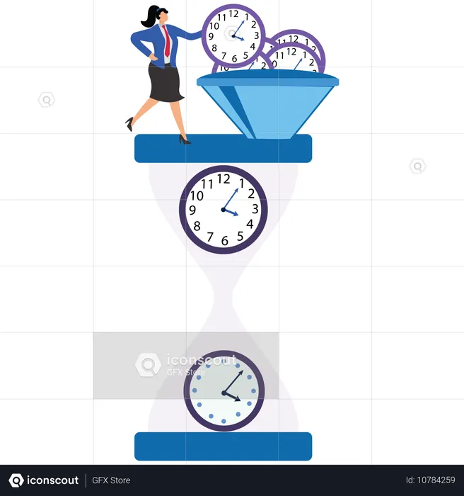 Businesswoman Doing Time Deadline  Illustration