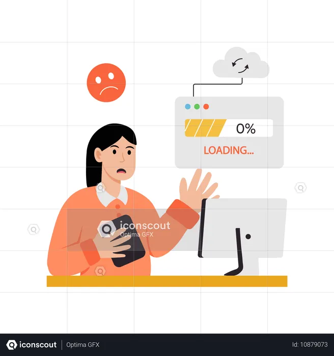 Businesswoman doing Website Loading  Illustration