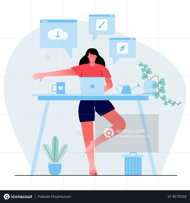Businesswoman doing yoga to calm down the stress Illustration