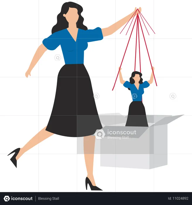 Businesswoman dominating business employee  Illustration