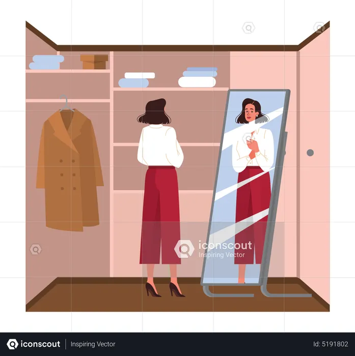 Businesswoman dressing up in the wardrobe  Illustration