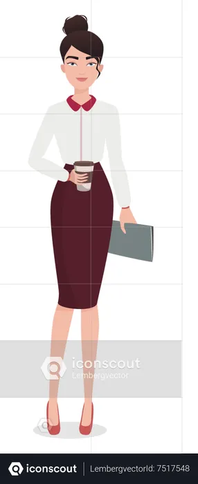 Businesswoman Drinking Coffee  Illustration