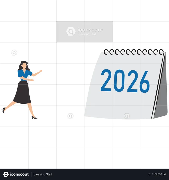 Businesswoman enter 2026 for a better business plan  Illustration