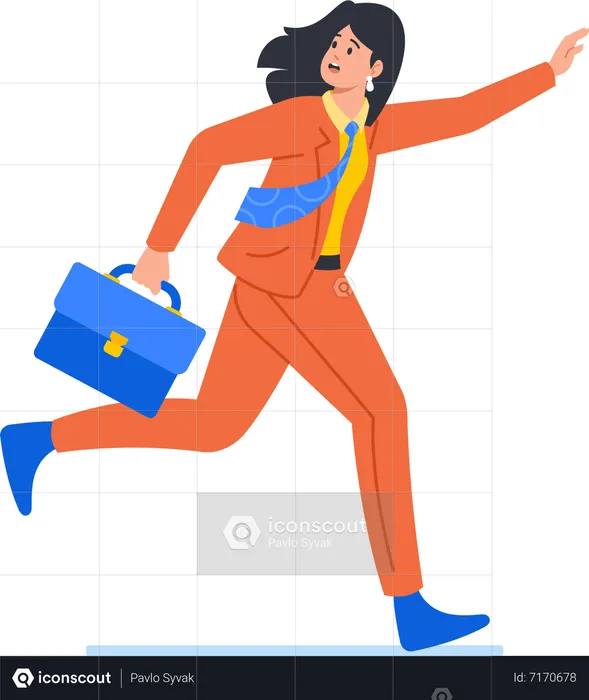 Businesswoman Escaping From Work  Illustration