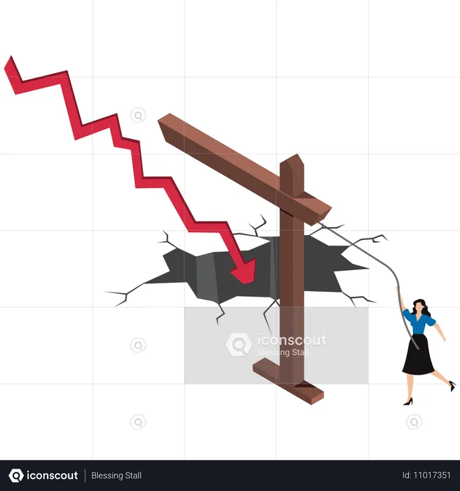 Businesswoman experiencing stock market crash  Illustration