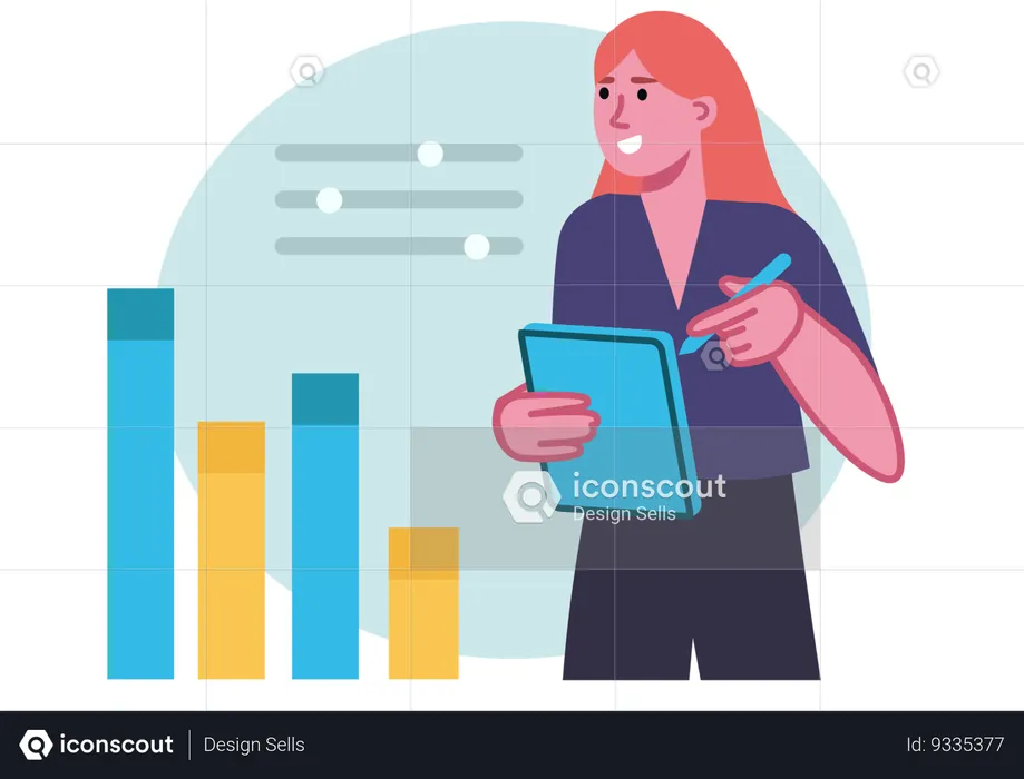 Businesswoman explaining about business data  Illustration