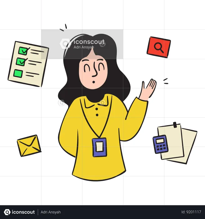 Businesswoman Explaining Financial Checklist  Illustration