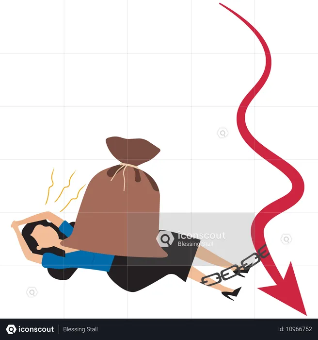 Businesswoman facing bankruptcy  Illustration