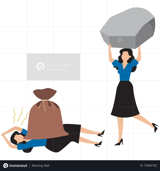 Businesswoman facing business conflict  Illustration