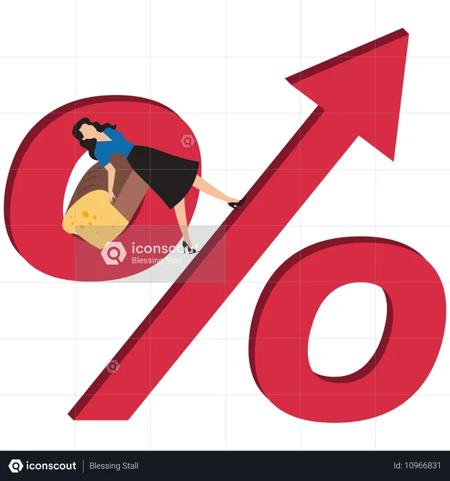 Businesswoman facing business inflation  Illustration