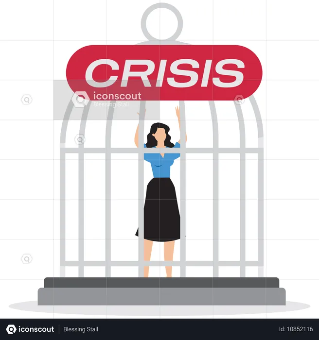 Businesswoman facing crisis  Illustration