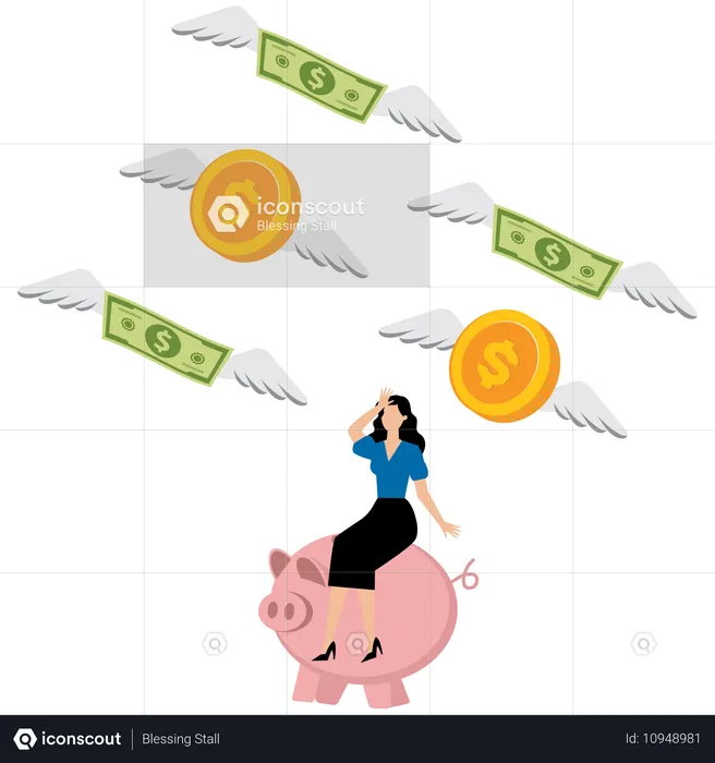 Businesswoman facing financial problem  Illustration