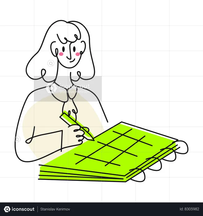 Businesswoman fills out a calendar  Illustration