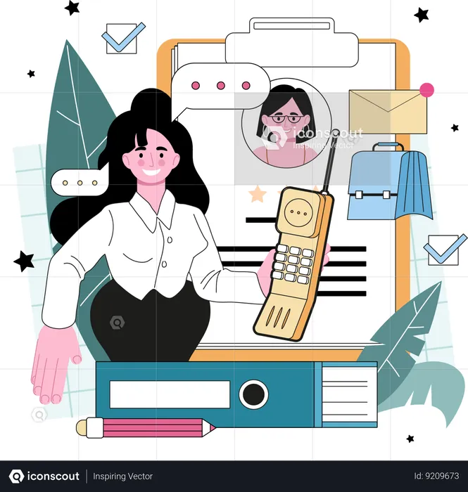 Businesswoman finalizes new employee  Illustration