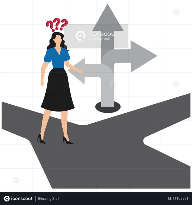 Businesswoman finding business direction  Illustration