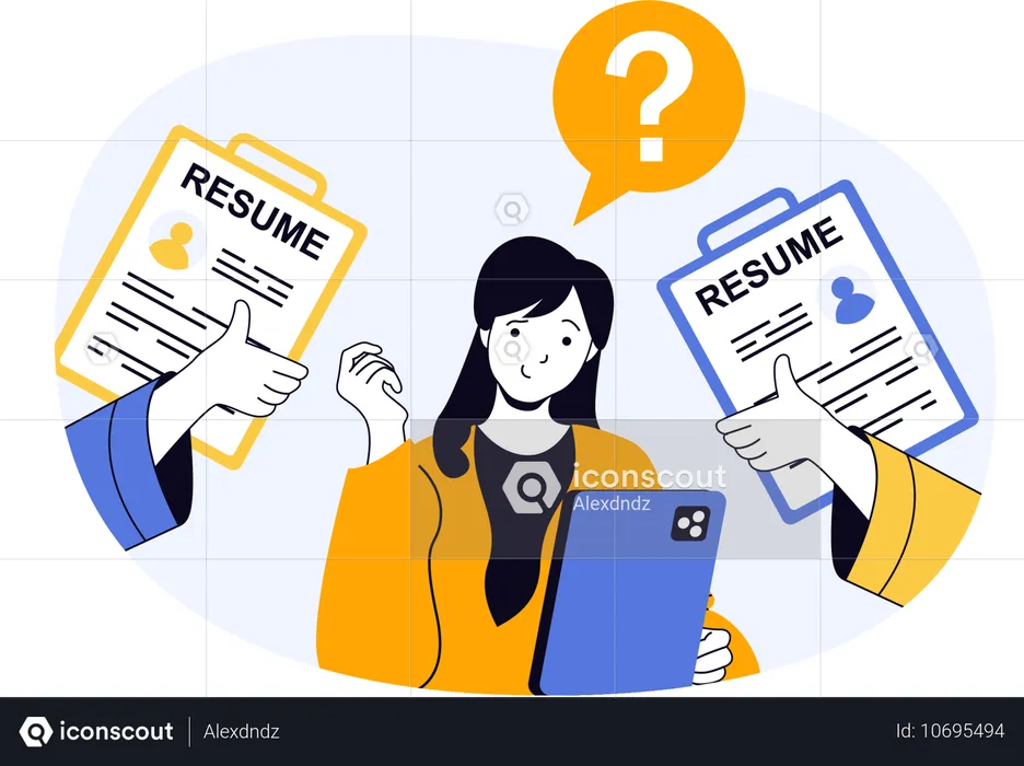 Businesswoman finding right candidate for hiring  Illustration