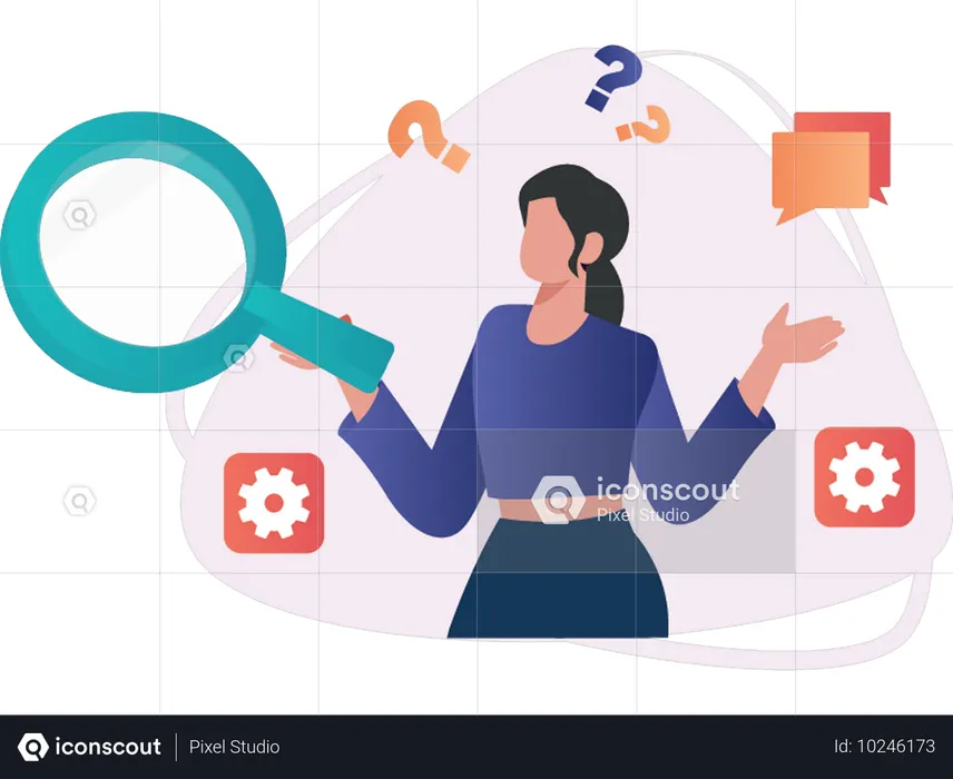 Businesswoman Finding Solution from challenges  Illustration