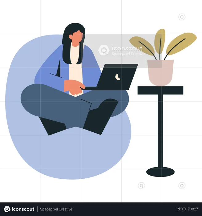 Businesswoman Freelancing in Focus  Illustration