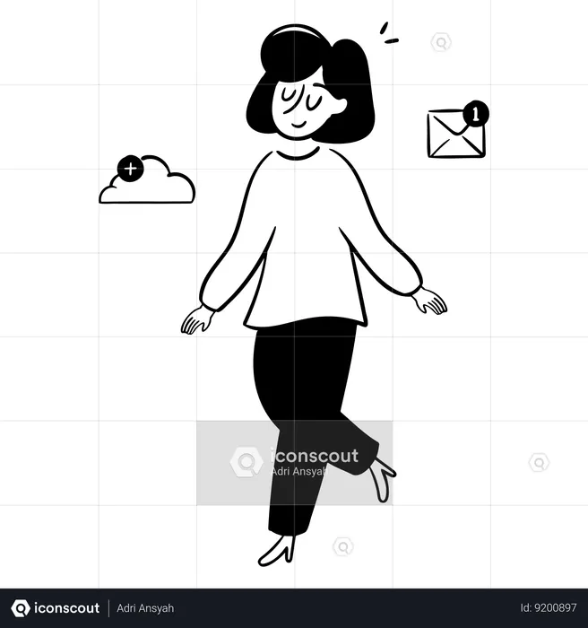 Businesswoman Gets Email Reply  Illustration