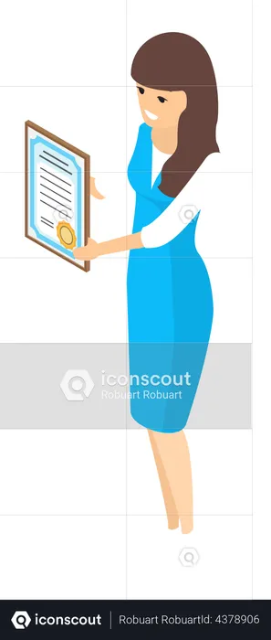 Businesswoman getting best employee award  Illustration
