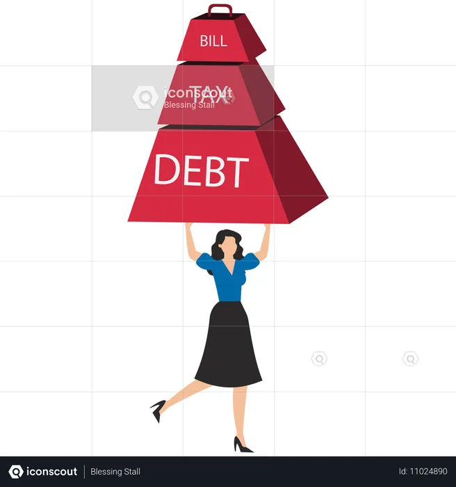 Businesswoman getting debt burden  Illustration