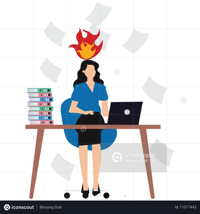 Businesswoman getting work stress  Illustration