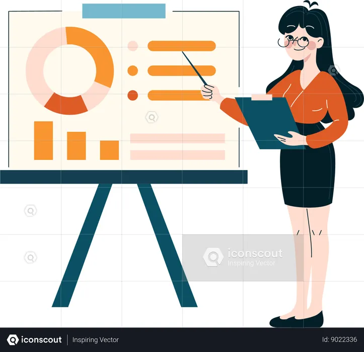 Businesswoman giving business presentation  Illustration