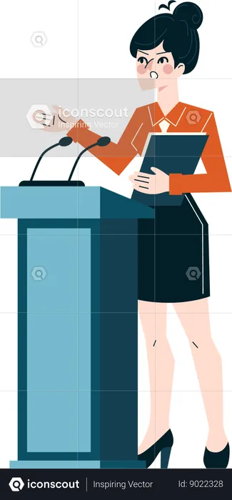 Businesswoman giving business speech in business function  Illustration