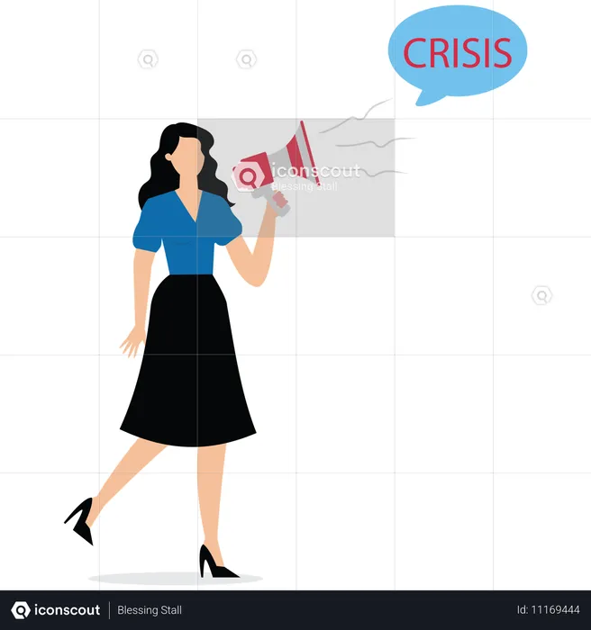 Businesswoman giving business warning  Illustration