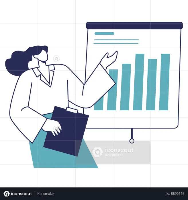 Businesswoman giving Data Presentation  Illustration
