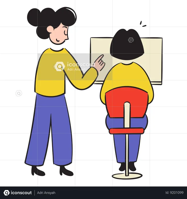 Businesswoman Giving Direction To Her Employees  Illustration