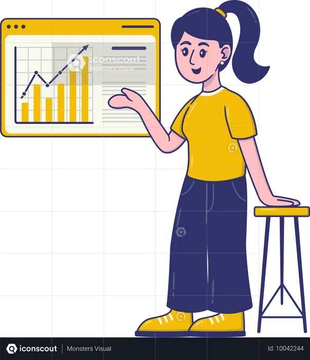 Businesswoman giving online presentation in meeting  Illustration