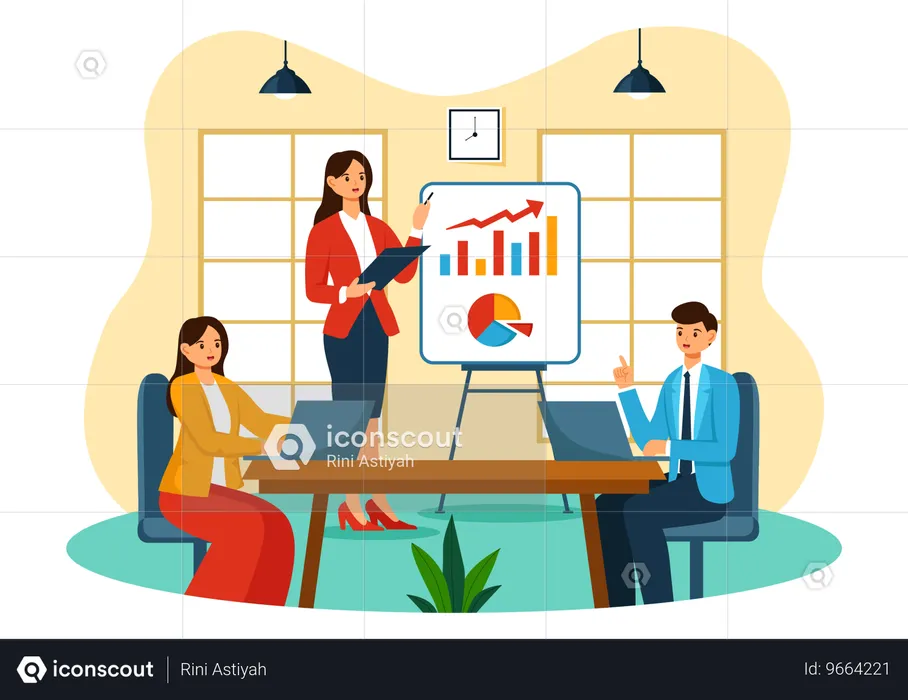 Businesswoman giving presentation  Illustration