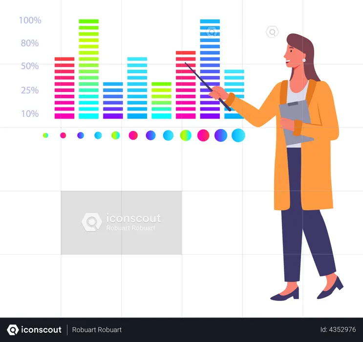 Businesswoman giving presentation on analytics  Illustration