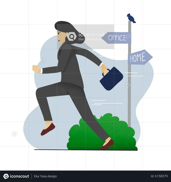 Businesswoman going towards office  Illustration