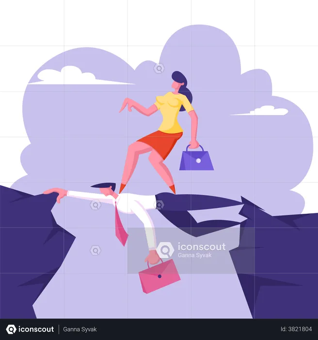 Businesswoman going towards success  Illustration