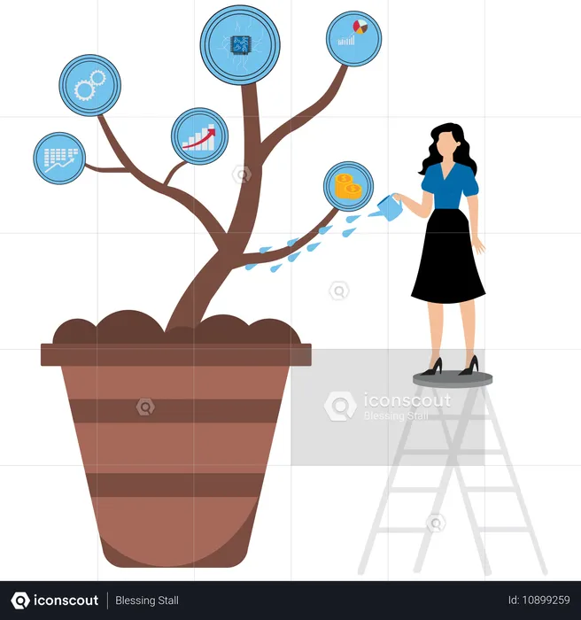 사업 기회를 키우는 사업가  일러스트레이션