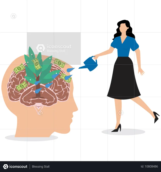 Businesswoman growing creative mindset  Illustration