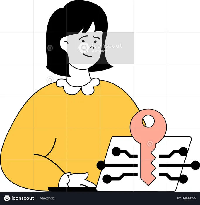 Businesswoman have access to her data  Illustration